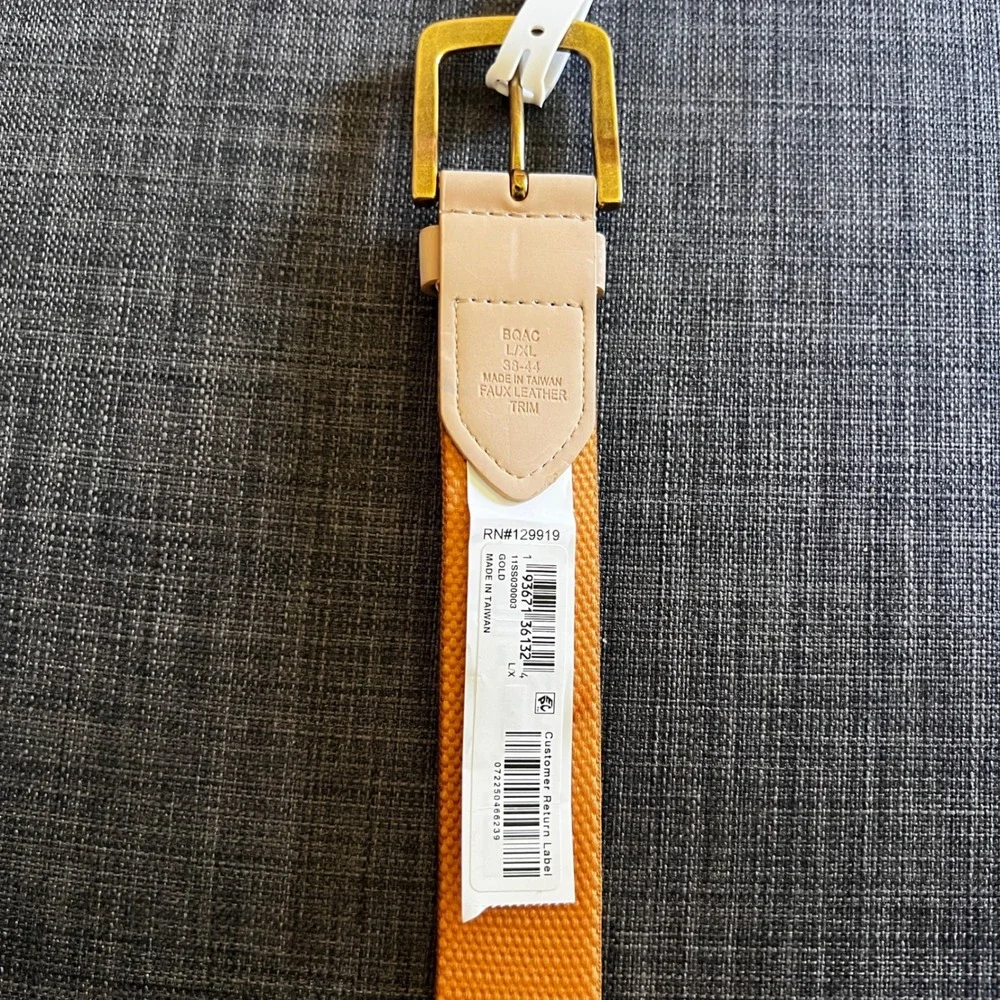 Sun + Stone‎ Belt L/XL 38-44 Mustard Yellow & Cream Woven Geometric Pattern NWT